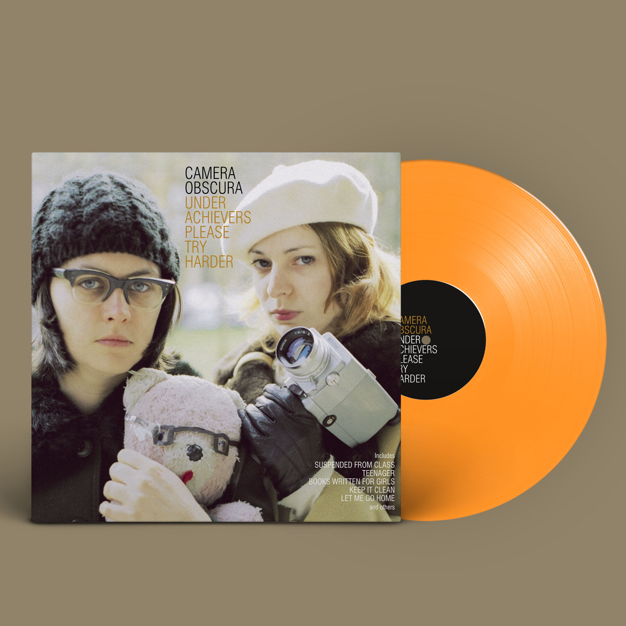 Imagen destacada de noticia: CAMERA OBSCURA CAMERA OBSCURA: REEDICION [2023] "Underachievers Please Try Harder" en Vinilo Naranja